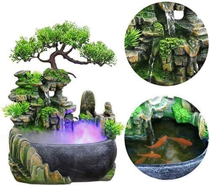 ZenFlow Indoor Tabletop Fountain – LED Light Water Feature for Home, Office & Relaxation Décor