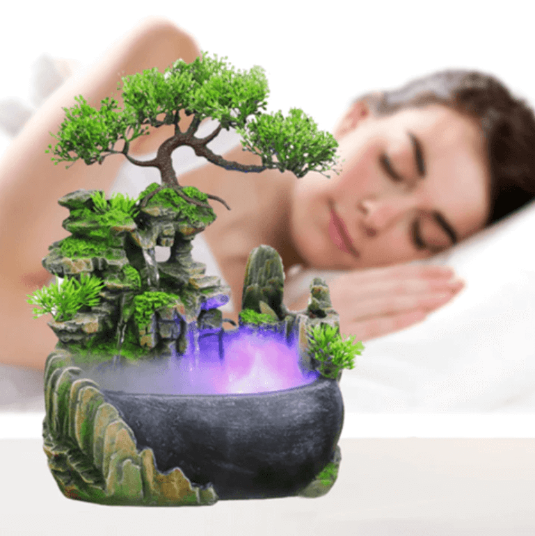 ZenFlow Indoor Tabletop Fountain – LED Light Water Feature for Home, Office & Relaxation Décor