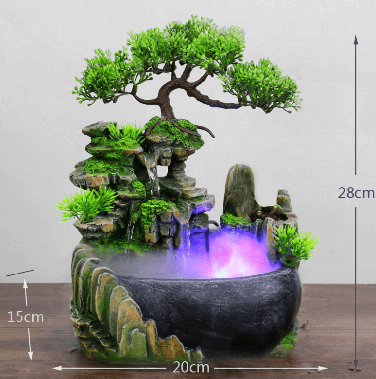 ZenFlow Indoor Tabletop Fountain – LED Light Water Feature for Home, Office & Relaxation Décor