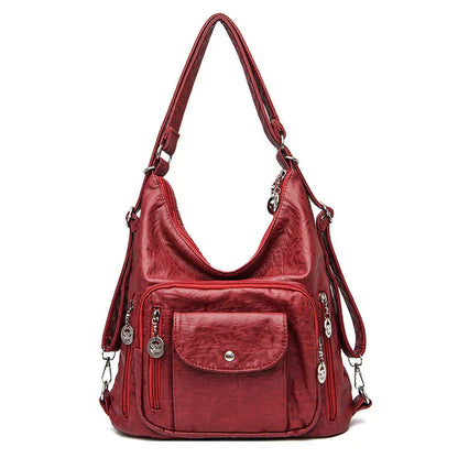 Soft Leather Shoulder Bag with Large Capacity