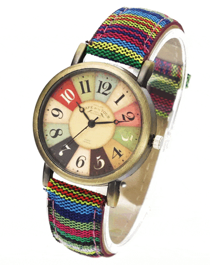 Wise Retro Watch with Denim Canvas Strap – Unisex Vintage Style Wristwatch