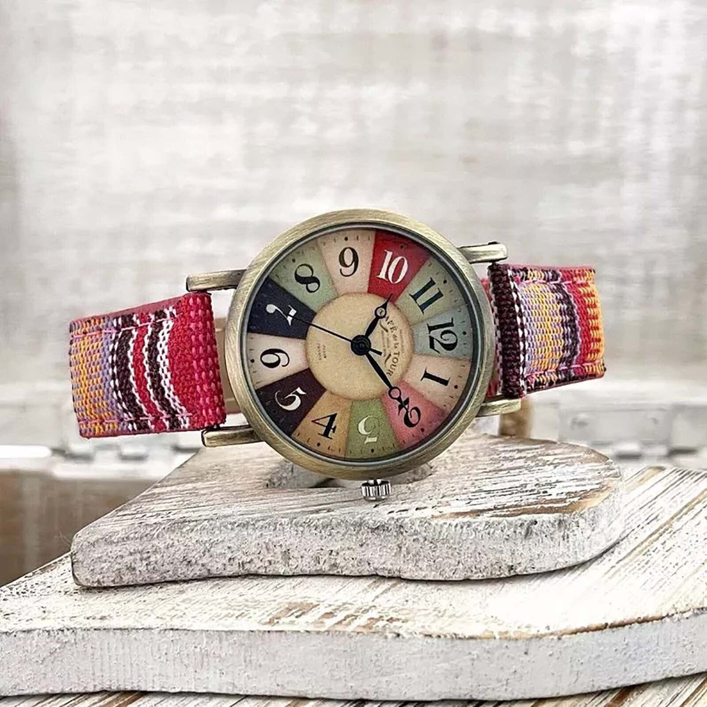 Wise Retro Watch with Denim Canvas Strap – Unisex Vintage Style Wristwatch